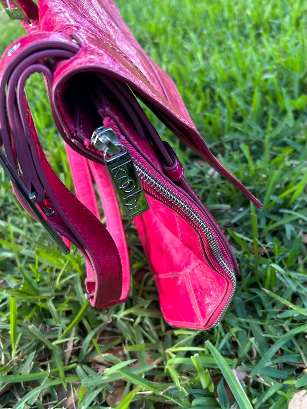 Kooba Fuchsia Leather Messenger Bag - Picture 6 of 12